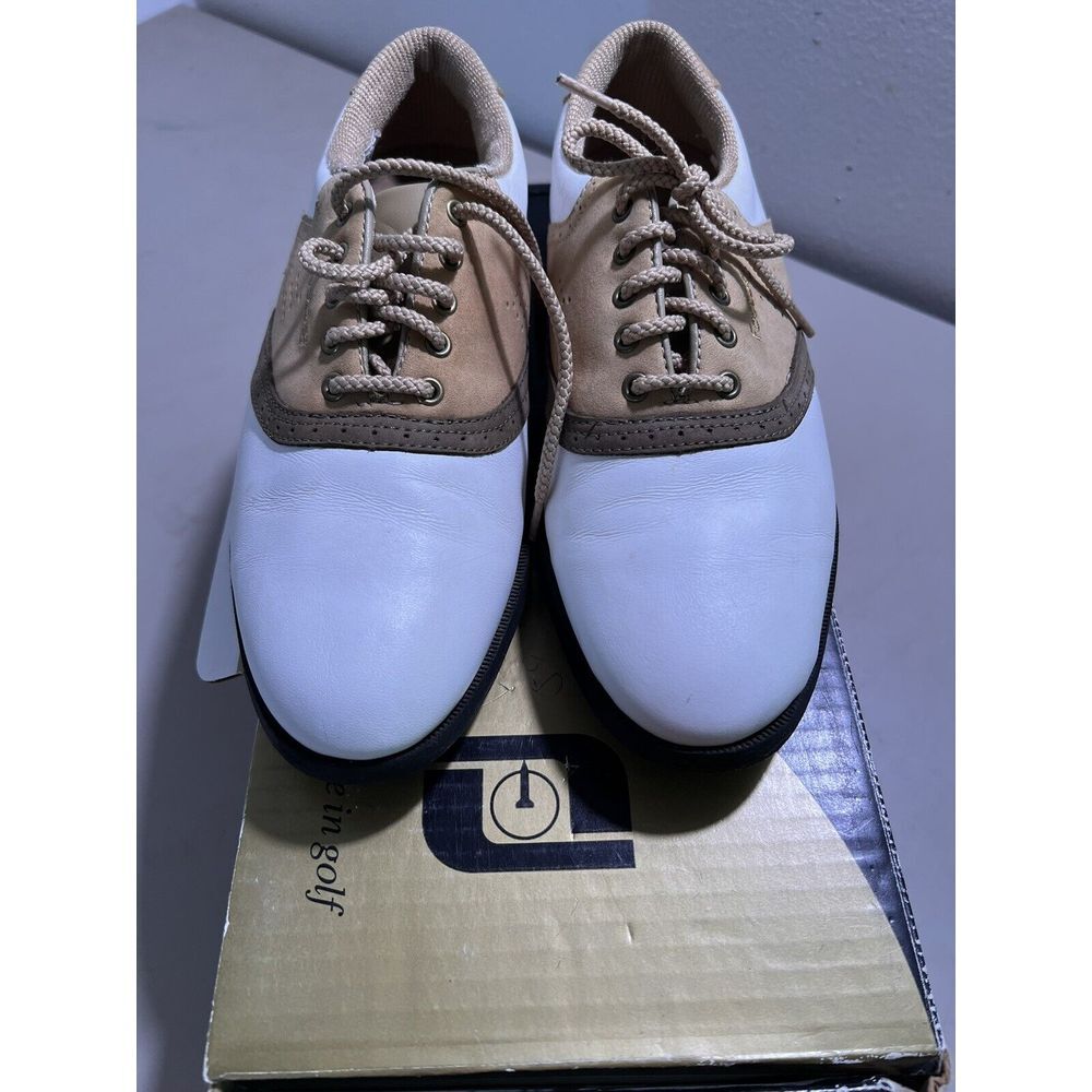 FootJoy golf shoes‎ Womens 6.5 M Oxfords, Saddle, spikes, VGC 98293